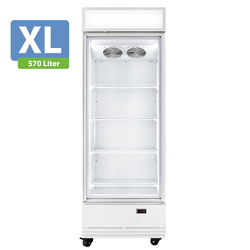 Vaiotec Topline Gastro-Getränkekühlschrank 1 Tür, 570 Liter XL, mit Leuchtaufsatz weiß, 750 × 742 mm