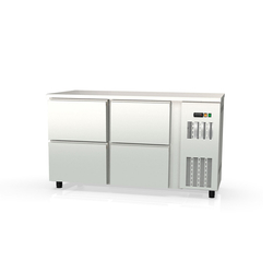 Vaiotec Topline Gastro-Barkühltisch Edelstahl, 4 Schubladen, 1485 × 530 mm