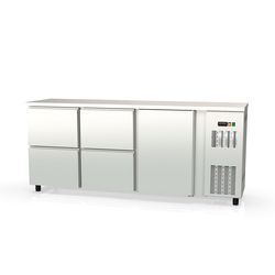 Vaiotec Topline Gastro-Barkühltisch Edelstahl, 1 Tür & 4 Schubladen, 2025 × 530 mm