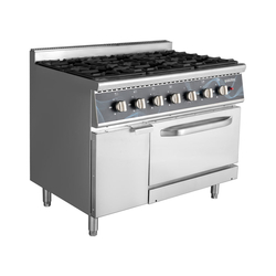 Vaiotec Gastro-Gasherd – 6 Brenner 43,2 kW – mit Gasbackofen, 1100 × 700 mm