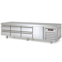 Vaiotec Topline Gastro-Unterbaukühltisch, 4-fach GN 1/1 mit 6 Schubladen, 1 Tür, 2245 × 700 mm