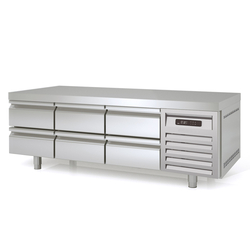 Vaiotec Topline Gastro-Unterbaukühltisch, 3-fach GN 1/1 mit 6 Schubladen, 1795 × 700 mm