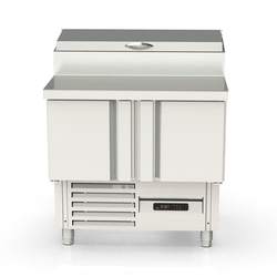 Vaiotec Topline Gastro-Belegstation, 2-fach mit Türen, Edelstahlaufsatz, GN 1/4, 925 × 700 mm