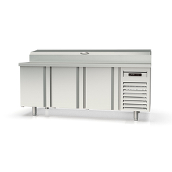 Vaiotec Topline Gastro-Belegstation, 3-fach mit Türen, Edelstahlaufsatz, GN 1/4, 2020 × 600 mm