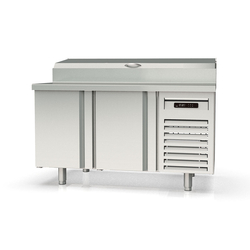 Vaiotec Topline Gastro-Belegstation, 2-fach mit Türen, Edelstahlaufsatz, GN 1/4, 1345 × 700 mm