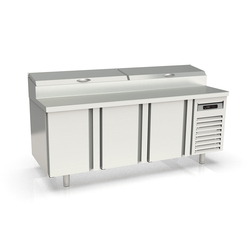 Vaiotec Topline Gastro-Belegstation, 3-fach mit Türen, EN 60x40, Edelstahlaufsatz, GN 1/3, 2020 × 800 mm