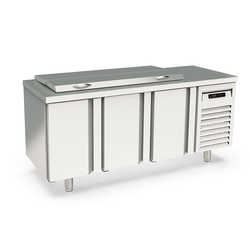 Vaiotec Topline Gastro-Saladette, 3-fach mit Türen, Edelstahldeckel, GN 1/6, 1795 × 700 mm