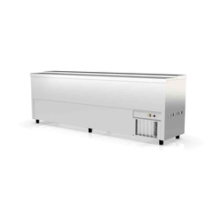 Vaiotec Topline Gastro-Getränkekühltruhe mit 5 Edelstahlschiebedeckeln, 720 Liter, 2480 × 550 mm