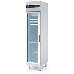 Vaiotec Topline Gewerbekühlschrank GN 1/1, Edelstahl, Glastür, 303 Liter, 430 × 770 mm