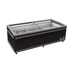 Vaiotec Topline Gastro-Kühl- und Tiefkühltruhe 850 mit Glasschiebedeckel, Schwarz, LED, 2106 × 858 mm
