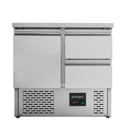 Vaiotec Gastro-Kühltisch Mini, 2-fach – mit 1 Tür & 2 Schubladen, 900 × 700 mm