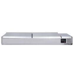 Vaiotec Gastro-Kühlaufsatz mit Edelstahldeckel, 5 x GN 1/3 + 1 x GN 1/2, 1480 × 395 mm