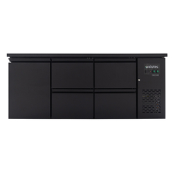 Vaiotec Gastro-Barkühltisch schwarz, 1 Tür & 4 Schubladen – 425 l, 2005 × 520 mm