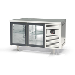 Vaiotec Topline Bäckerei Gastro-Kühltisch, 2-fach EN 60x40 mit 2 Glastüren, 1495 × 800 mm