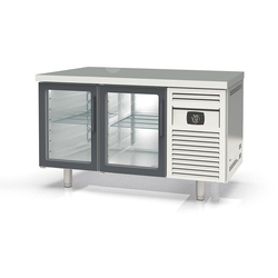 Vaiotec Topline Bäckerei Gastro-Tiefkühltisch, 2-fach EN 60x40 mit 2 Glastüren, 1495 × 800 mm