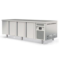 Vaiotec Topline Bäckerei Gastro-Kühltisch, 4-fach EN 60x40 mit 4 Türen, 2545 × 800 mm