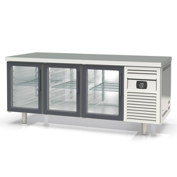 Vaiotec Topline Bäckerei Gastro-Tiefkühltisch, 3-fach EN 60x40 mit 3 Glastüren, 2020 × 800 mm