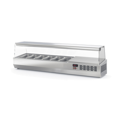 Vaiotec Topline Gastro-Kühlaufsatz mit Glasabdeckung 6xGN1/4, 1495 × 336 mm