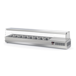 Vaiotec Topline Gastro-Kühlaufsatz mit Glasabdeckung 8xGN1/4, 1795 × 336 mm
