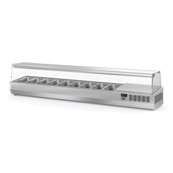 Vaiotec Topline Gastro-Kühlaufsatz mit Glasabdeckung 9xGN1/4, 2020 × 336 mm