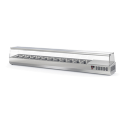 Vaiotec Topline Gastro-Kühlaufsatz mit Glasabdeckung 12xGN1/4, 2545 × 336 mm