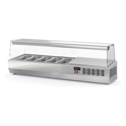 Vaiotec Topline Gastro-Kühlaufsatz mit Glasabdeckung 5xGN1/3, 1495 × 396 mm
