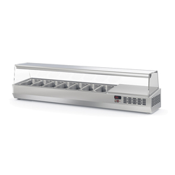 Vaiotec Topline Gastro-Kühlaufsatz mit Glasabdeckung 7xGN1/3, 1795 × 396 mm