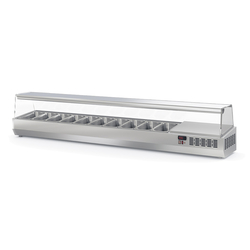 Vaiotec Topline Gastro-Kühlaufsatz mit Glasabdeckung 10xGN1/3, 2245 × 396 mm