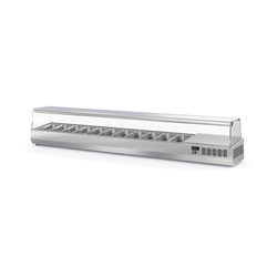 Vaiotec Topline Gastro-Kühlaufsatz mit Glasabdeckung 11xGN1/3, 2545 × 396 mm