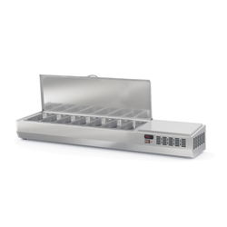 Vaiotec Topline Gastro-Kühlaufsatz mit Edelstahldeckel 7xGN1/3, 1795 × 396 mm
