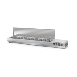 Vaiotec Topline Gastro-Kühlaufsatz mit Edelstahldeckel 11xGN1/3, 2545 × 396 mm