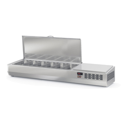 Vaiotec Topline Gastro-Kühlaufsatz mit Edelstahldeckel 6xGN1/4, 1495 × 336 mm