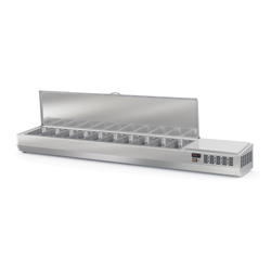 Vaiotec Topline Gastro-Kühlaufsatz mit Edelstahldeckel 10xGN1/4, 2245 × 336 mm