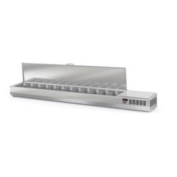 Vaiotec Topline Gastro-Kühlaufsatz mit Edelstahldeckel 12xGN1/4, 2545 × 336 mm