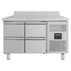 Vaiotec Gastro-Kühltisch, 4 Schubladen inkl. Aufkantung – Monoblock, 1360 × 700 mm