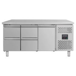 Vaiotec Gastro-Kühltisch, 1 Tür & 4 Schubladen – Monoblock, 1795 × 700 mm