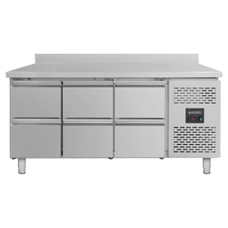 Vaiotec Gastro-Kühltisch, 6 Schubladen inkl. Aufkantung – Monoblock, 1795 × 700 mm