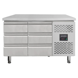 Vaiotec Gastro-Kühltisch, 6 Schubladen – Monoblock, 1360 × 700 mm