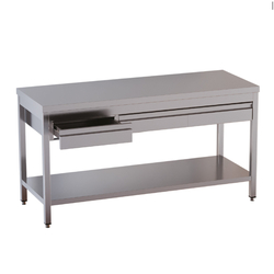 Vaiotec Topline Gastro-Arbeitstisch, Grundboden, 3 Schubladen, 1500 × 700 mm