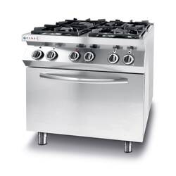 Hendi Gaskocher Kitchen Line 4 Brenner mit elektrischem Ofen GN 1/1