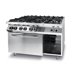 Hendi Gaskocher Kitchen Line 6 Brenner mit elektrischem Ofen GN 1/1