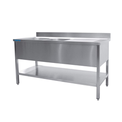 SARO Spültisch 2 Becken, links - B 2000 x T 700 mm