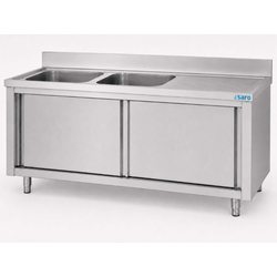 SARO Spülschrank mit Schiebetüren 1800mm, 2 Becken links