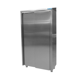 SARO Edelstahlhochschrank 2 Schiebetüren, Breite 1000mm