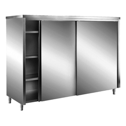 SARO Edelstahl-Lagerschrank mit Schiebetüren AISI 430, Flachdach, 1600x600 mm