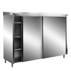 SARO Edelstahl-Lagerschrank mit Schiebetüren AISI 430, Schrägdach, 1800x600 mm