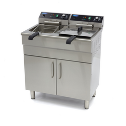 Maxima Elektro Fritteuse 2 x 16 Liter mit Ablasshahn