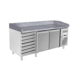 Bergman Basic-Line 800 Pizzakühltisch 2-türig & 7 ungekühlte Schubladen - 294 l