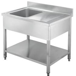 Bergman Profi-Line Spültische 600 mit 1 Becken links und Abtropffläche B1000