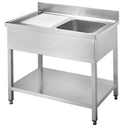 Bergman Profi-Line Spültische 700 mit 1 Becken rechts und Abtropffläche B1200